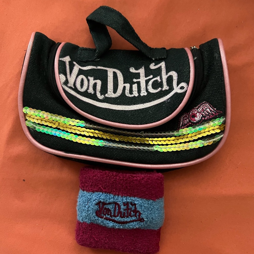 Von Dutch pencil bag and sweat band